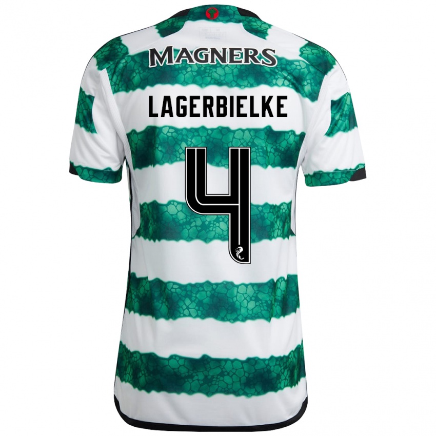 Mænd Gustaf Lagerbielke #4 Grøn Hjemmebane Spillertrøjer 2023/24 Trøje T-Shirt