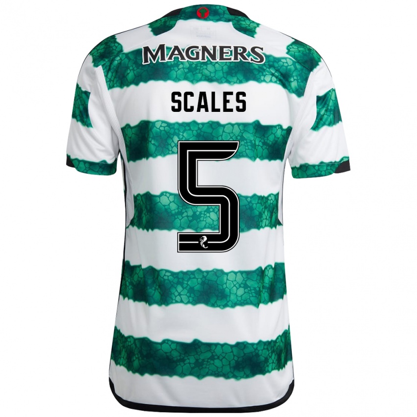 Mænd Liam Scales #5 Grøn Hjemmebane Spillertrøjer 2023/24 Trøje T-Shirt