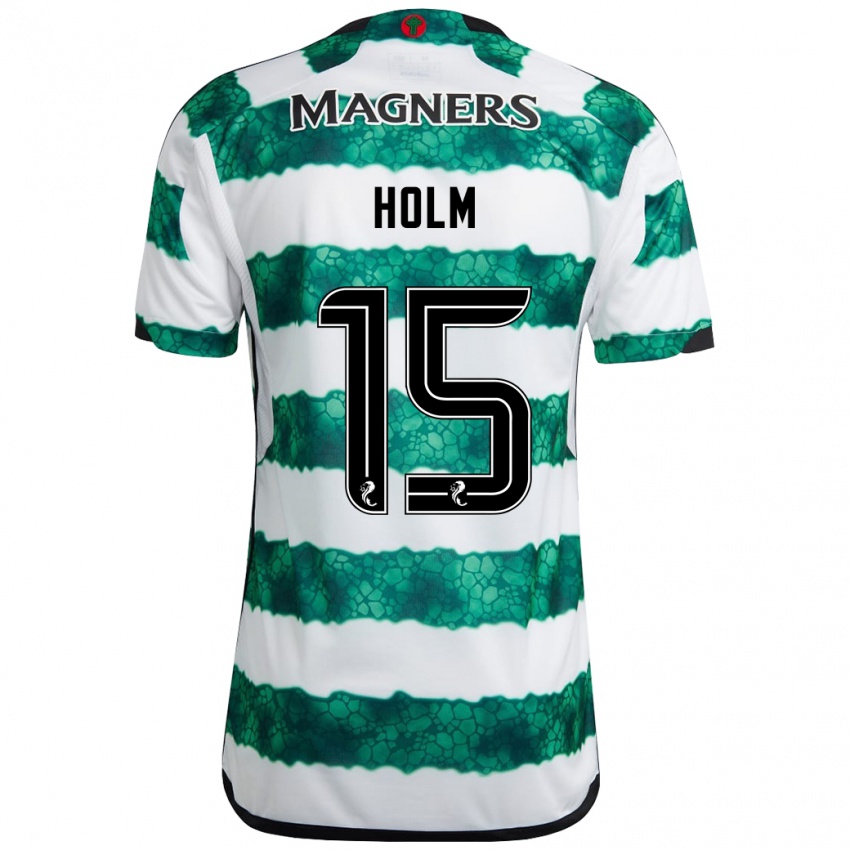 Mænd Odin Thiago Holm #15 Grøn Hjemmebane Spillertrøjer 2023/24 Trøje T-Shirt