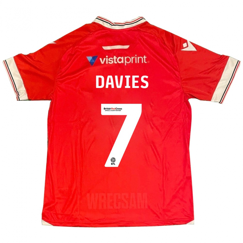 Mænd Jordan Davies #7 Rød Hjemmebane Spillertrøjer 2023/24 Trøje T-Shirt