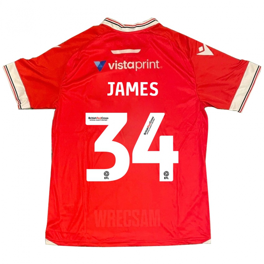 Mænd Aaron James #34 Rød Hjemmebane Spillertrøjer 2023/24 Trøje T-Shirt