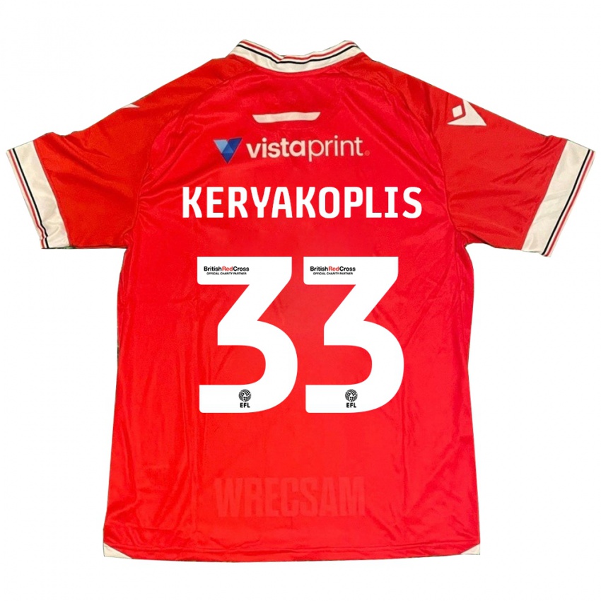 Mænd Hannah Keryakoplis #33 Rød Hjemmebane Spillertrøjer 2023/24 Trøje T-Shirt