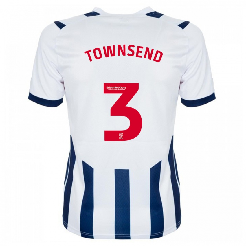 Mænd Conor Townsend #3 Hvid Hjemmebane Spillertrøjer 2023/24 Trøje T-Shirt