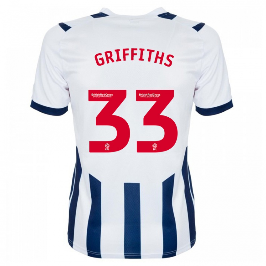 Mænd Josh Griffiths #33 Hvid Hjemmebane Spillertrøjer 2023/24 Trøje T-Shirt