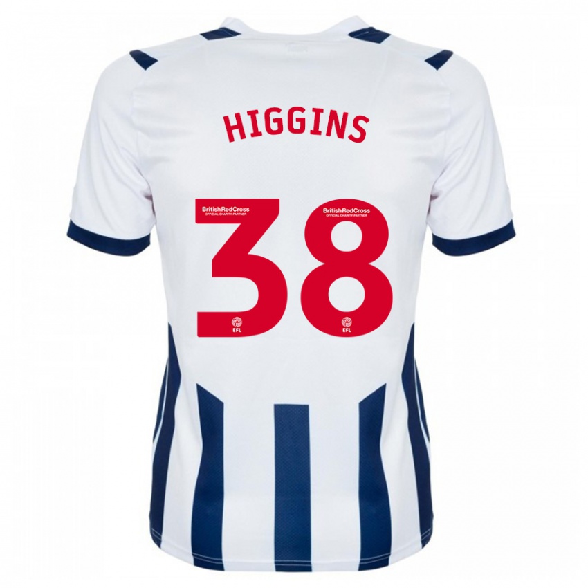 Mænd Akeel Higgins #38 Hvid Hjemmebane Spillertrøjer 2023/24 Trøje T-Shirt