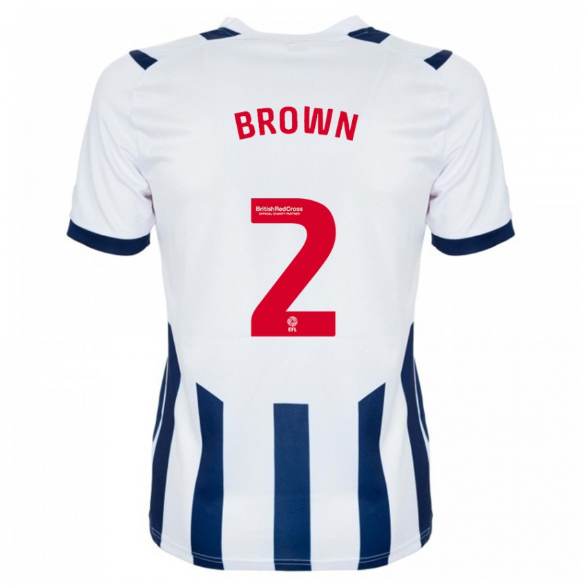 Mænd Ashlee Brown #2 Hvid Hjemmebane Spillertrøjer 2023/24 Trøje T-Shirt