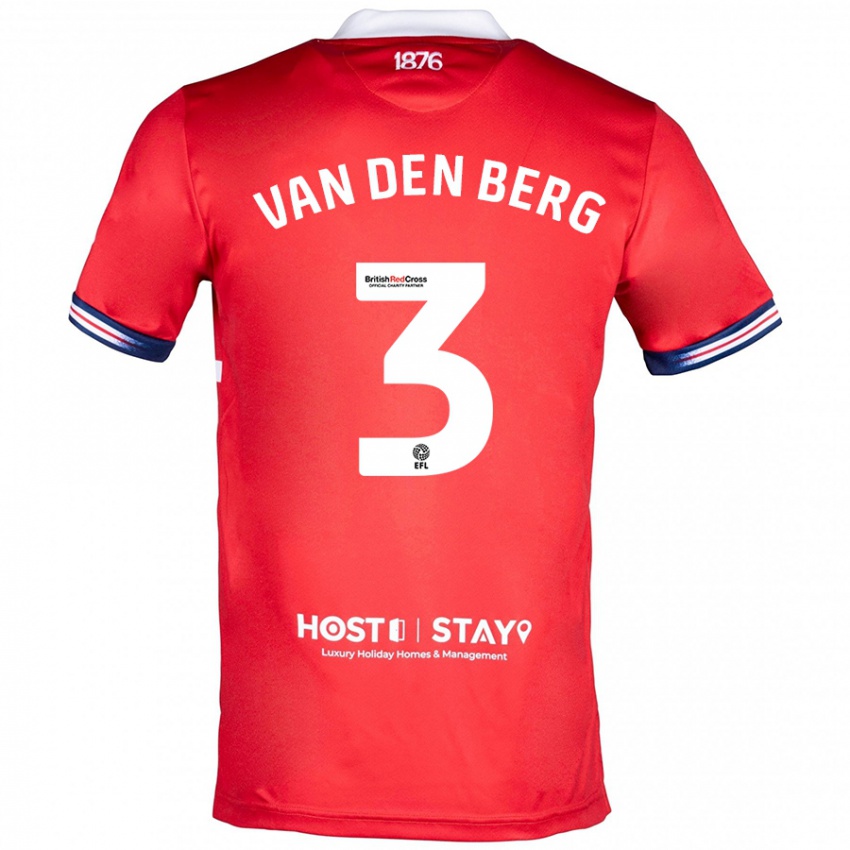 Mænd Rav Van Den Berg #3 Rød Hjemmebane Spillertrøjer 2023/24 Trøje T-Shirt