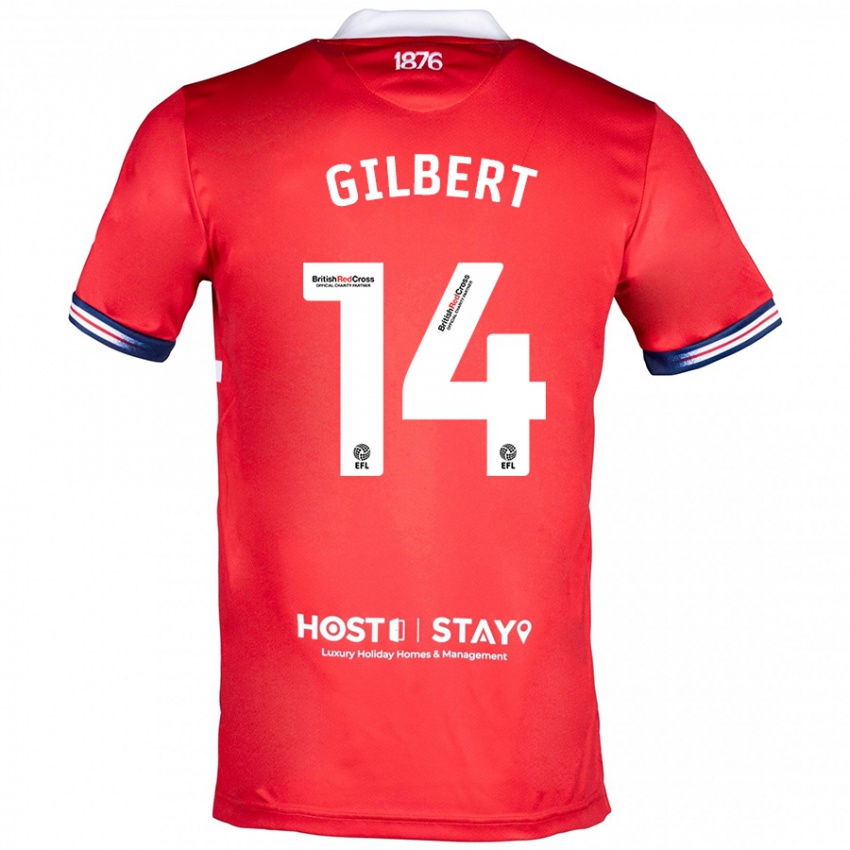 Mænd Alex Gilbert #14 Rød Hjemmebane Spillertrøjer 2023/24 Trøje T-Shirt