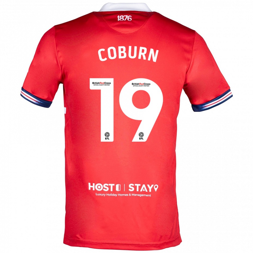 Mænd Josh Coburn #19 Rød Hjemmebane Spillertrøjer 2023/24 Trøje T-Shirt