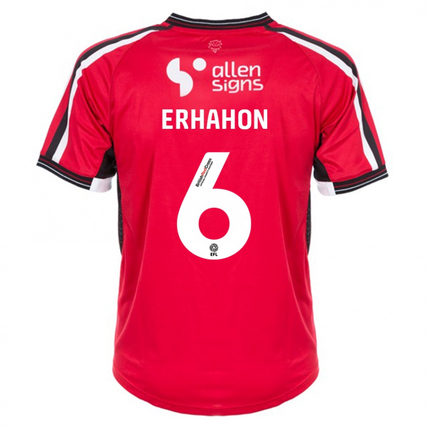 Mænd Ethan Erhahon #6 Rød Hjemmebane Spillertrøjer 2023/24 Trøje T-Shirt