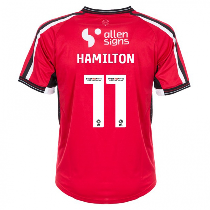 Mænd Ethan Hamilton #11 Rød Hjemmebane Spillertrøjer 2023/24 Trøje T-Shirt