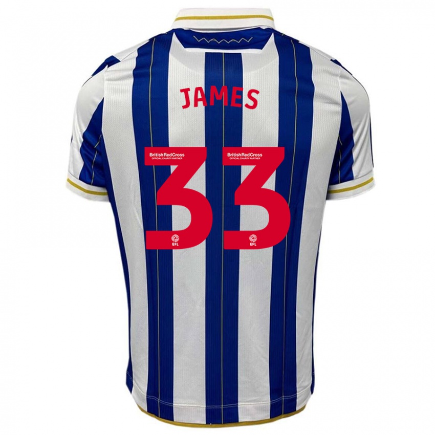 Mænd Reece James #33 Blå Hvid Hjemmebane Spillertrøjer 2023/24 Trøje T-Shirt