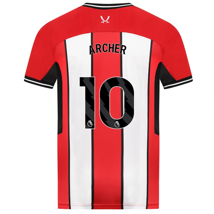 Mænd Cameron Archer #10 Rød Hjemmebane Spillertrøjer 2023/24 Trøje T-Shirt
