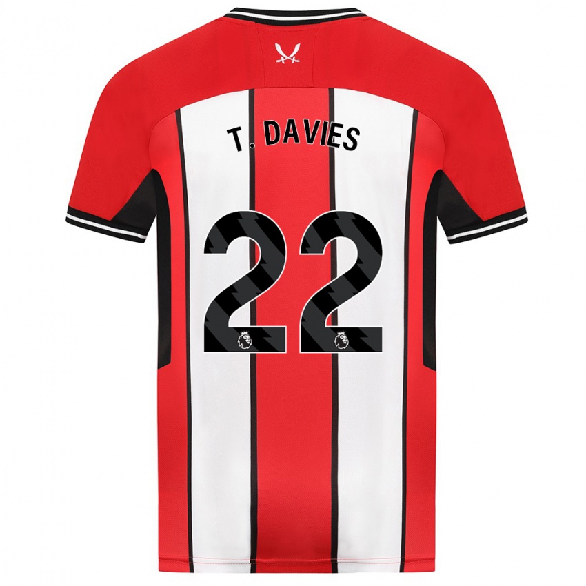 Mænd Tom Davies #22 Rød Hjemmebane Spillertrøjer 2023/24 Trøje T-Shirt