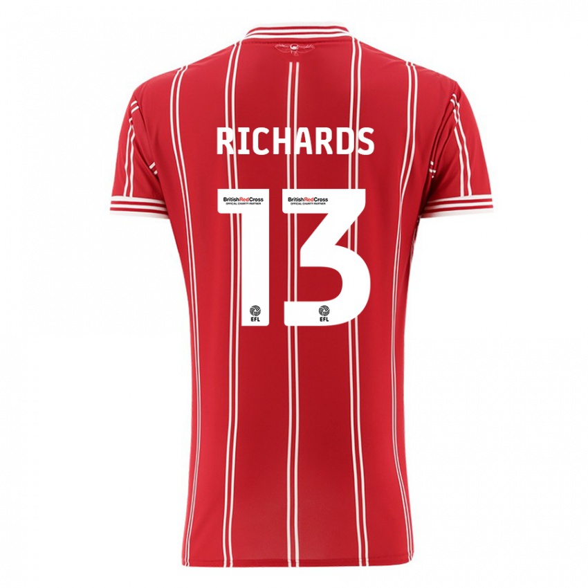 Mænd Harvey Wiles-Richards #13 Rød Hjemmebane Spillertrøjer 2023/24 Trøje T-Shirt