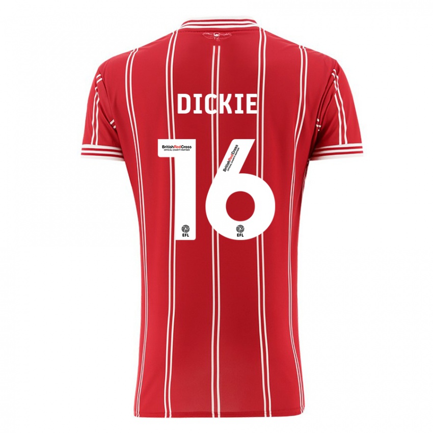 Mænd Rob Dickie #16 Rød Hjemmebane Spillertrøjer 2023/24 Trøje T-Shirt