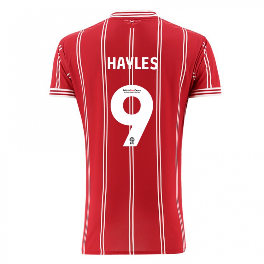 Mænd Shania Hayles #9 Rød Hjemmebane Spillertrøjer 2023/24 Trøje T-Shirt