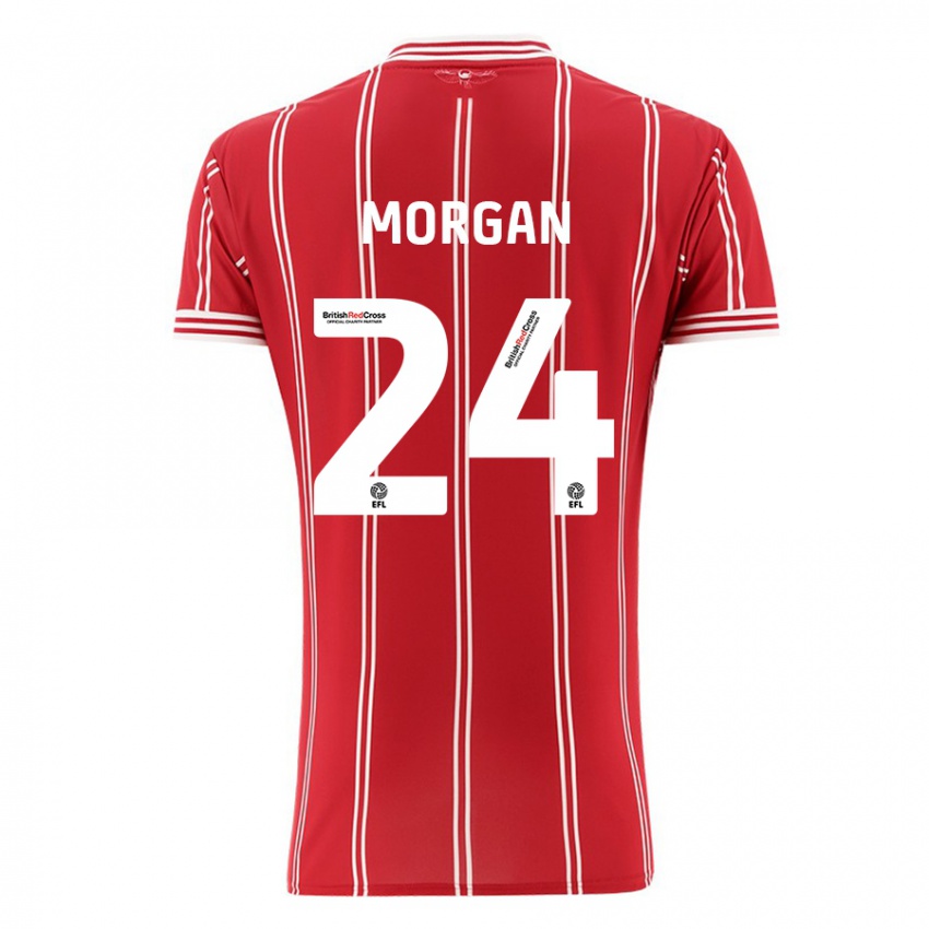 Mænd Ffion Morgan #24 Rød Hjemmebane Spillertrøjer 2023/24 Trøje T-Shirt