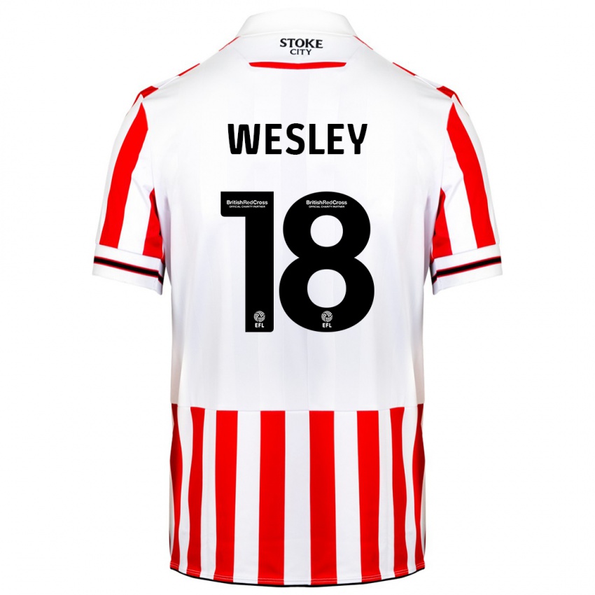 Mænd Wesley Moraes #18 Rød Hvid Hjemmebane Spillertrøjer 2023/24 Trøje T-Shirt