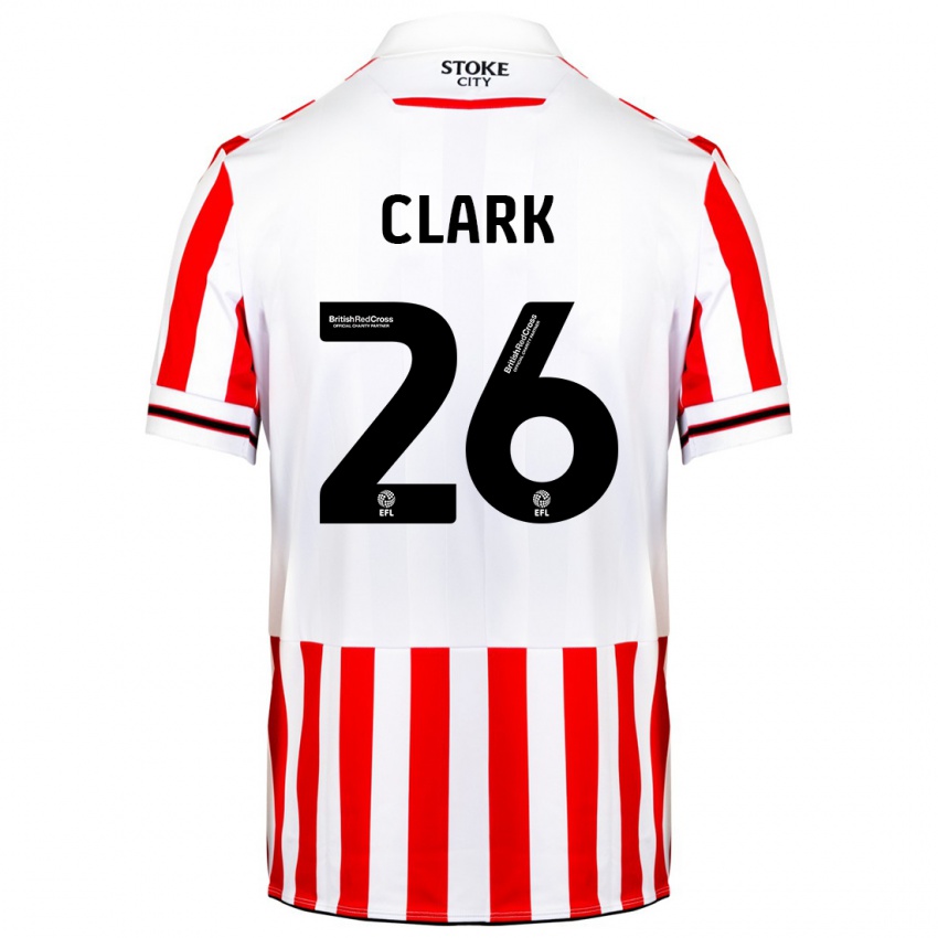Mænd Ciaran Clark #26 Rød Hvid Hjemmebane Spillertrøjer 2023/24 Trøje T-Shirt