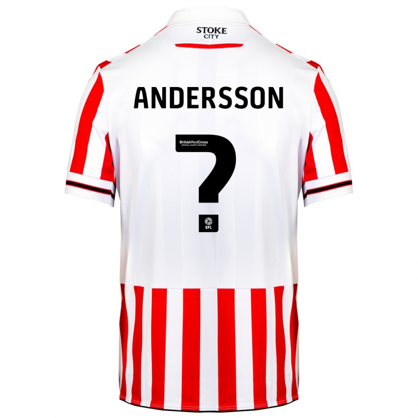 Mænd Edwin Andersson #0 Rød Hvid Hjemmebane Spillertrøjer 2023/24 Trøje T-Shirt