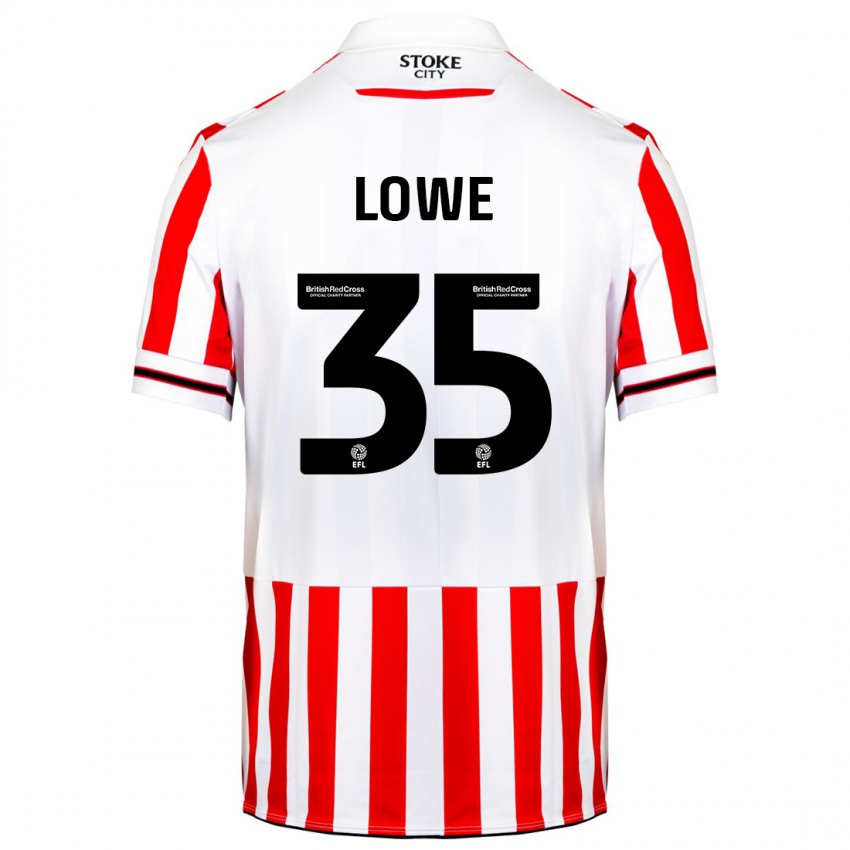 Mænd Nathan Lowe #35 Rød Hvid Hjemmebane Spillertrøjer 2023/24 Trøje T-Shirt