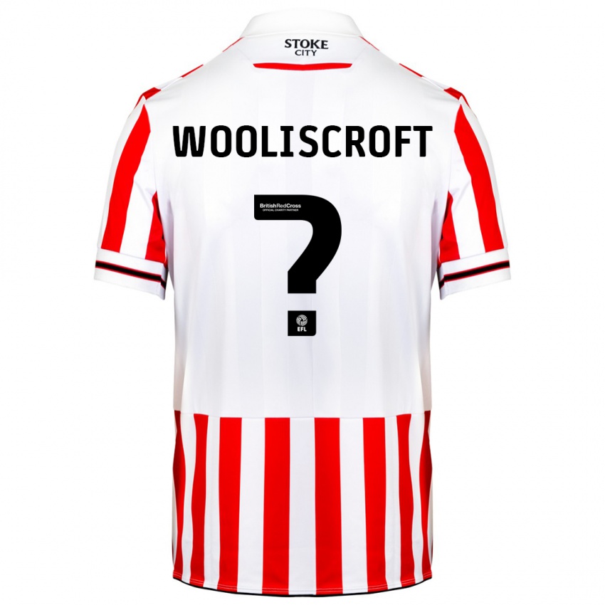 Mænd Morgan Wooliscroft #0 Rød Hvid Hjemmebane Spillertrøjer 2023/24 Trøje T-Shirt