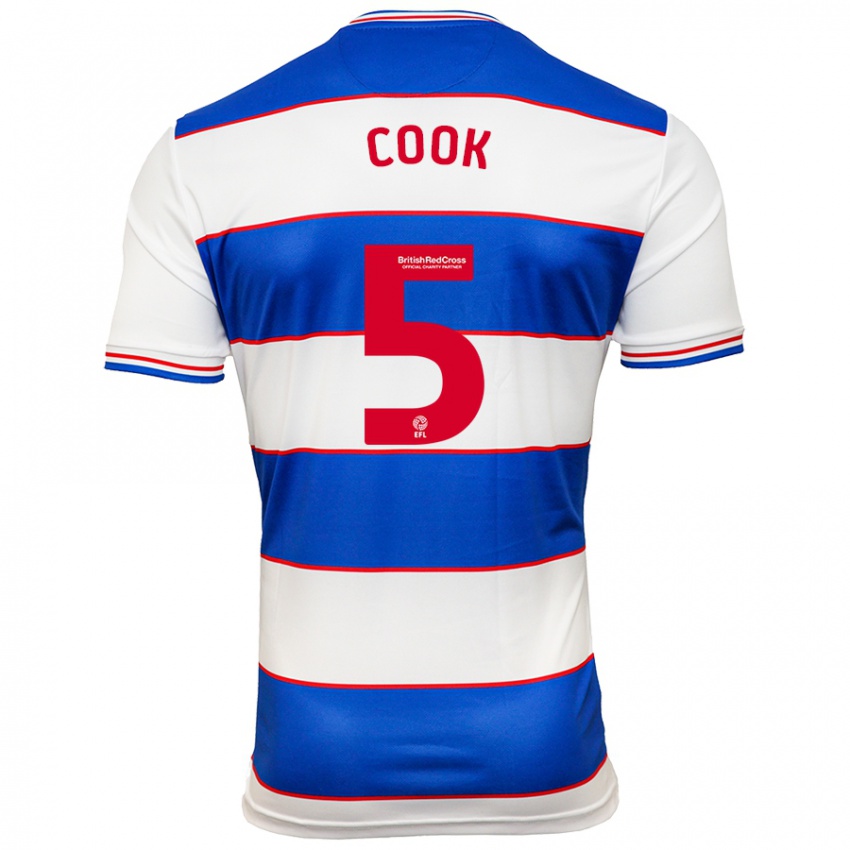 Mænd Steve Cook #5 Hvid Blå Hjemmebane Spillertrøjer 2023/24 Trøje T-Shirt