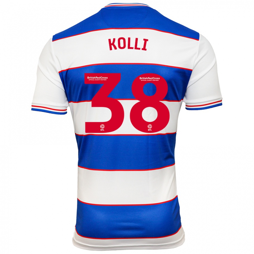 Mænd Rayan Kolli #38 Hvid Blå Hjemmebane Spillertrøjer 2023/24 Trøje T-Shirt