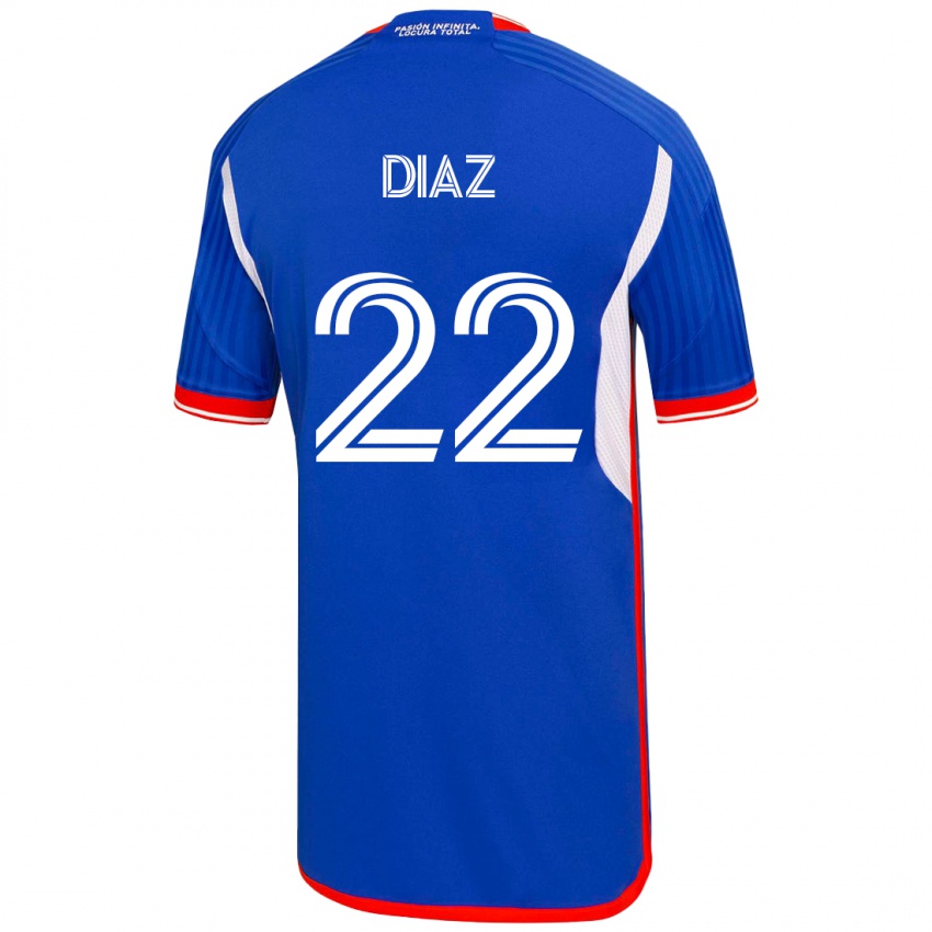 Mænd Valentina Díaz #22 Blå Hjemmebane Spillertrøjer 2023/24 Trøje T-Shirt