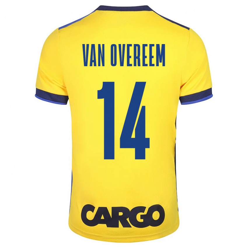 Mænd Joris Van Overeem #14 Gul Hjemmebane Spillertrøjer 2023/24 Trøje T-Shirt