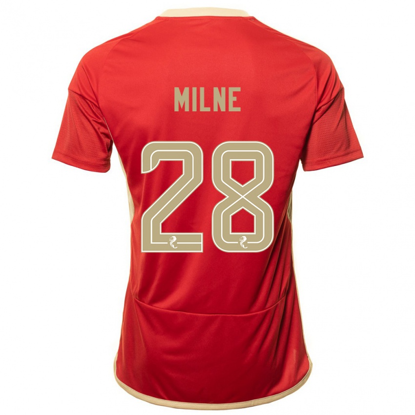 Mænd Jack Milne #28 Rød Hjemmebane Spillertrøjer 2023/24 Trøje T-Shirt