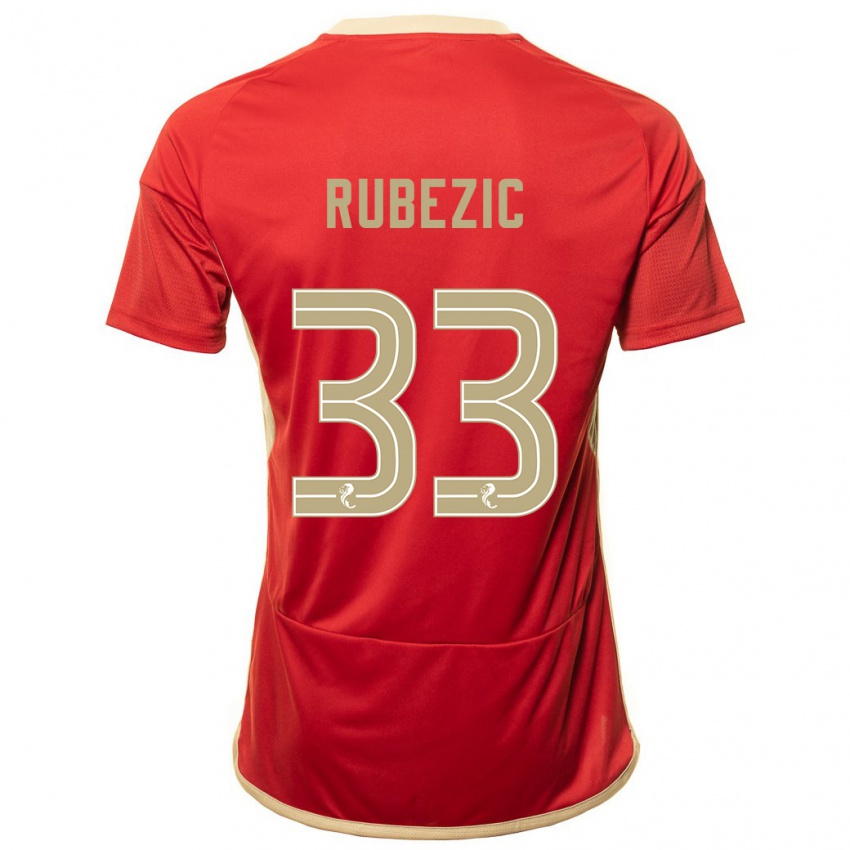 Mænd Slobodan Rubezic #33 Rød Hjemmebane Spillertrøjer 2023/24 Trøje T-Shirt