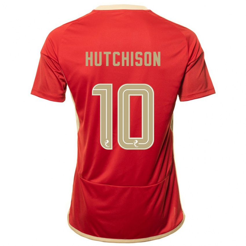 Mænd Bayley Hutchison #10 Rød Hjemmebane Spillertrøjer 2023/24 Trøje T-Shirt