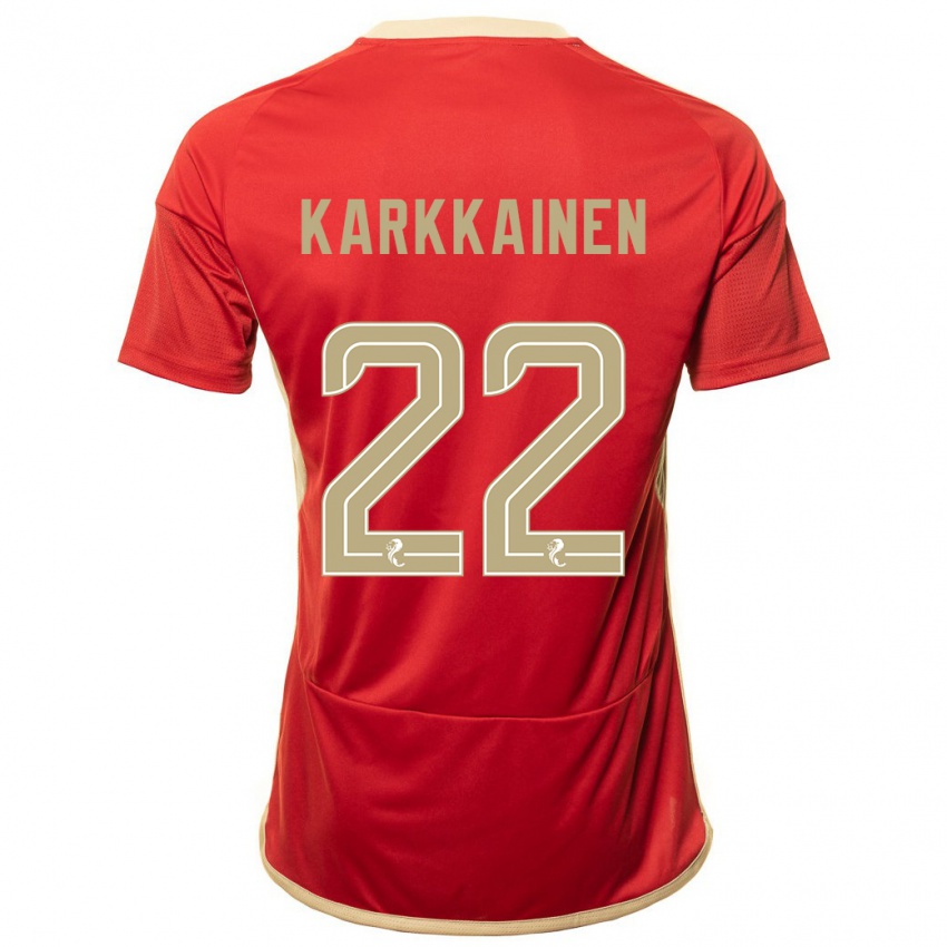 Mænd Elena Kärkkäinen #22 Rød Hjemmebane Spillertrøjer 2023/24 Trøje T-Shirt