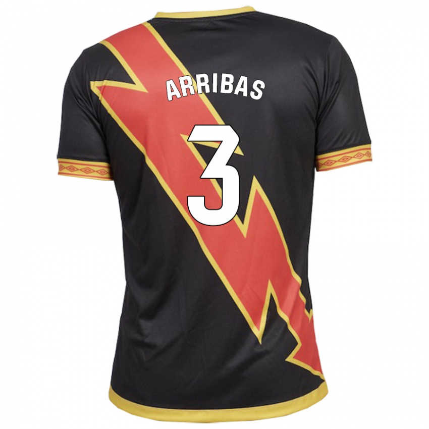 Mænd Sergio Arribas #3 Sort Udebane Spillertrøjer 2023/24 Trøje T-Shirt