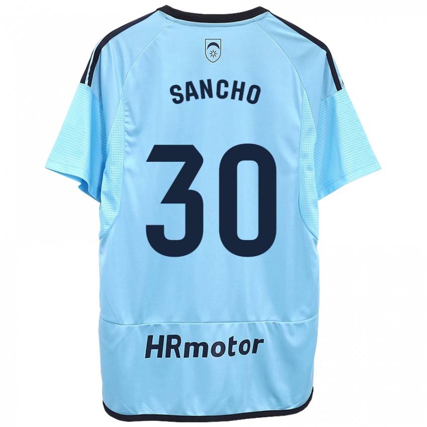 Mænd Dani Sancho #30 Blå Udebane Spillertrøjer 2023/24 Trøje T-Shirt