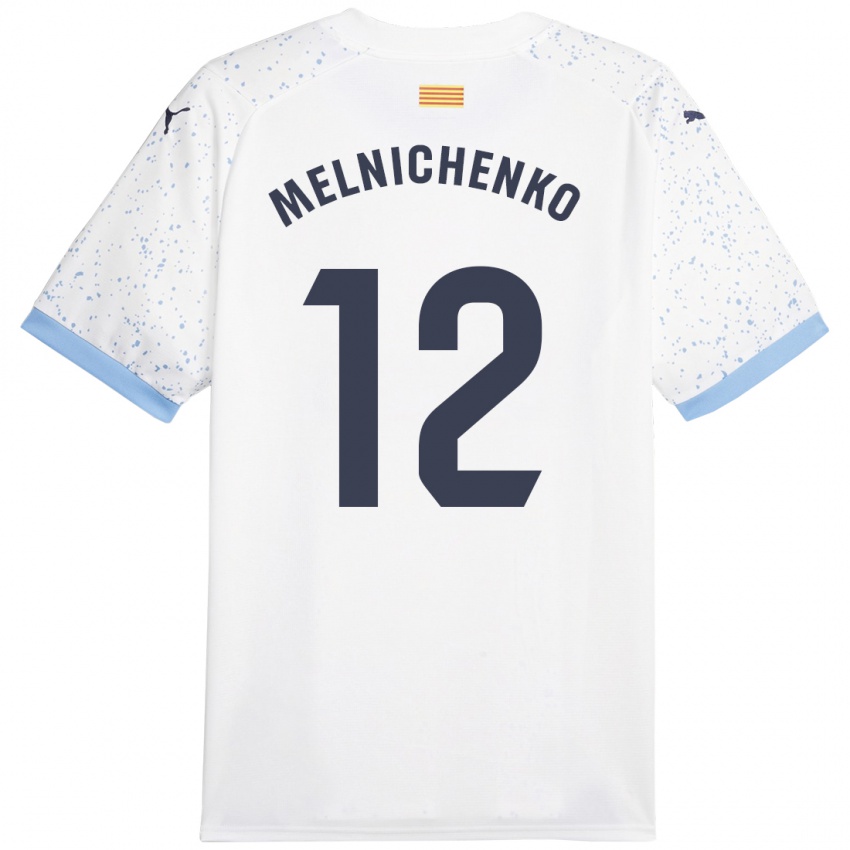 Mænd Dmytro Melnichenko #12 Hvid Udebane Spillertrøjer 2023/24 Trøje T-Shirt