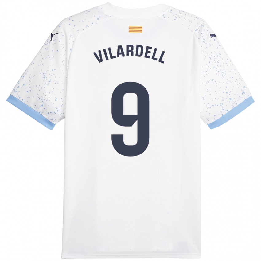 Mænd Júlia Vilardell #9 Hvid Udebane Spillertrøjer 2023/24 Trøje T-Shirt