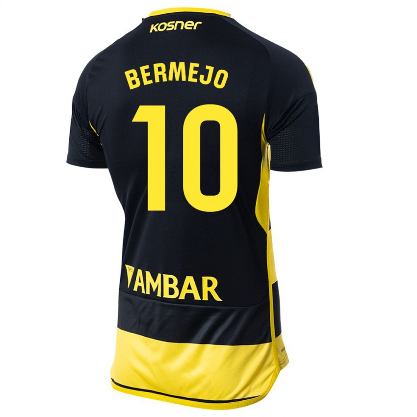 Mænd Sergio Bermejo #10 Sort Gul Udebane Spillertrøjer 2023/24 Trøje T-Shirt