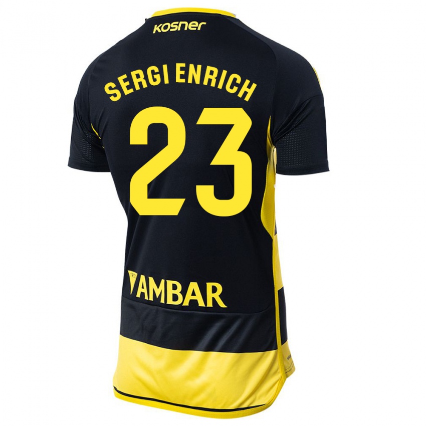 Mænd Sergi Enrich #23 Sort Gul Udebane Spillertrøjer 2023/24 Trøje T-Shirt