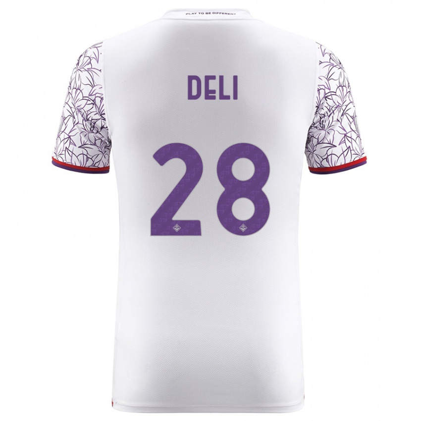 Mænd Lapo Deli #28 Hvid Udebane Spillertrøjer 2023/24 Trøje T-Shirt