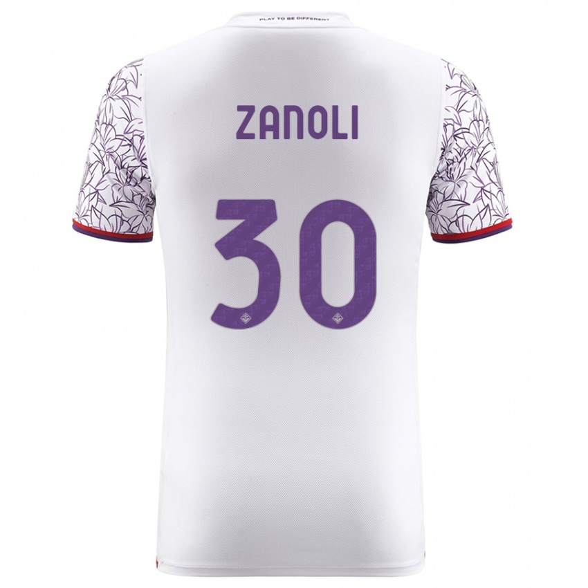 Mænd Martina Zanoli #30 Hvid Udebane Spillertrøjer 2023/24 Trøje T-Shirt