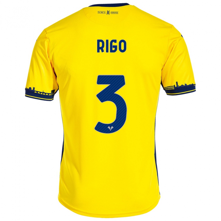 Mænd Mattia Rigo #3 Gul Udebane Spillertrøjer 2023/24 Trøje T-Shirt