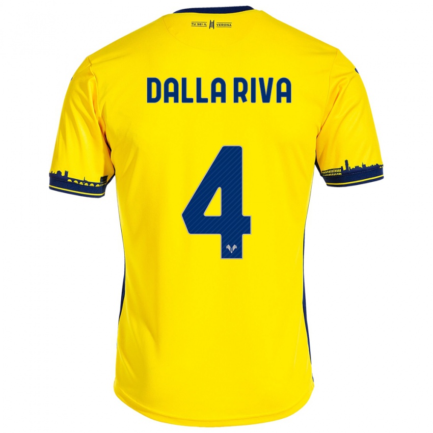 Mænd Stefano Dalla Riva #4 Gul Udebane Spillertrøjer 2023/24 Trøje T-Shirt