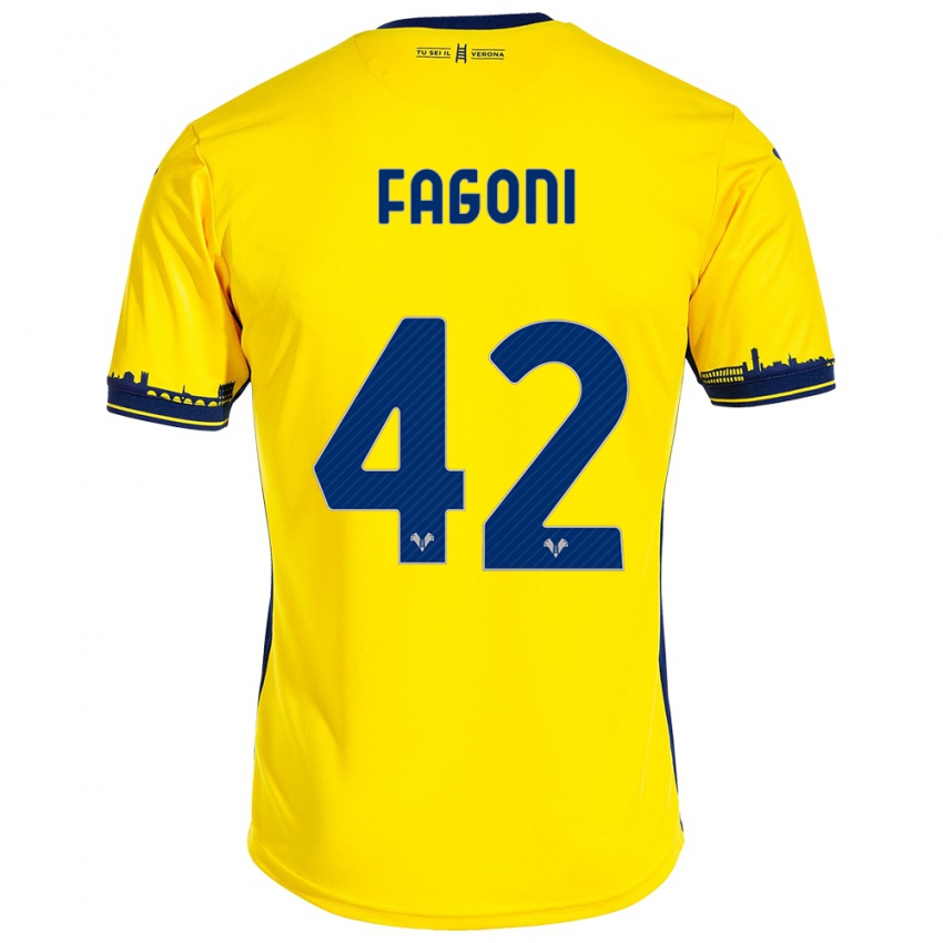 Mænd Marco Fagoni #42 Gul Udebane Spillertrøjer 2023/24 Trøje T-Shirt