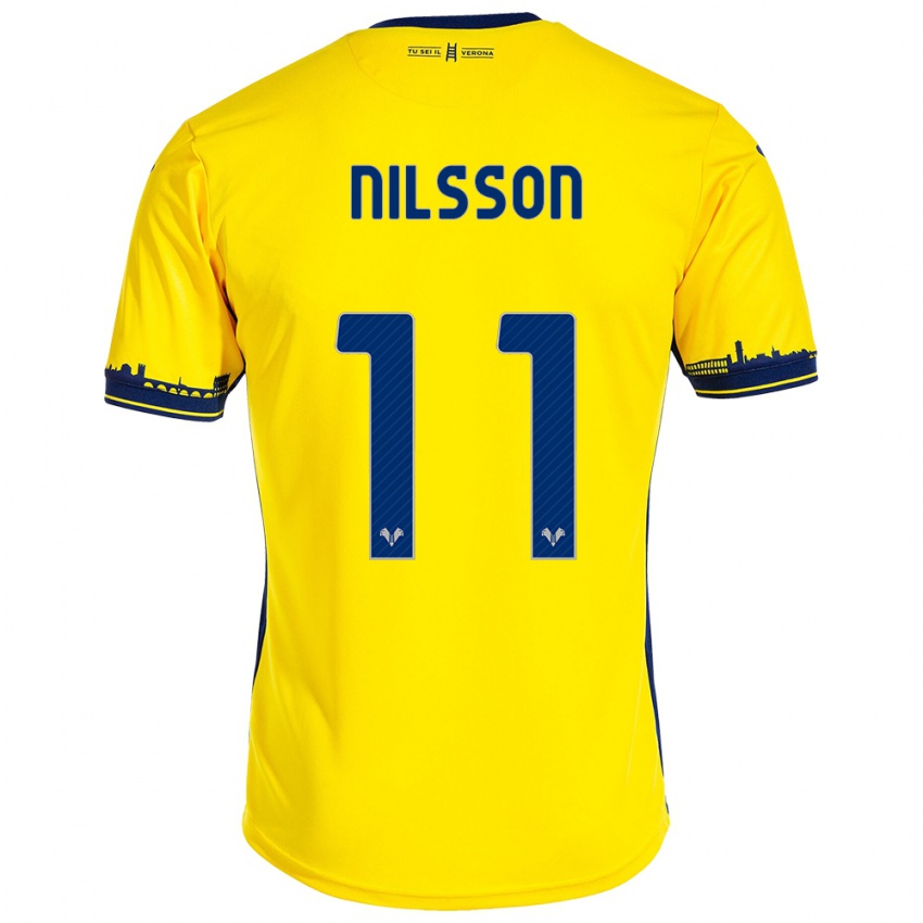 Mænd Sara Nilsson #11 Gul Udebane Spillertrøjer 2023/24 Trøje T-Shirt