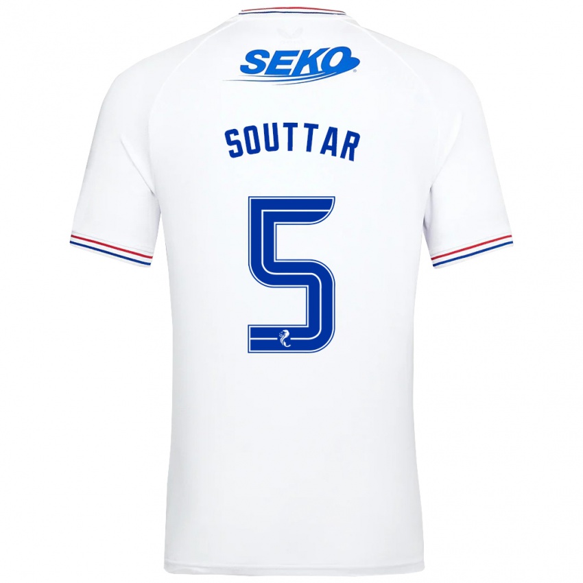 Mænd John Souttar #5 Hvid Udebane Spillertrøjer 2023/24 Trøje T-Shirt