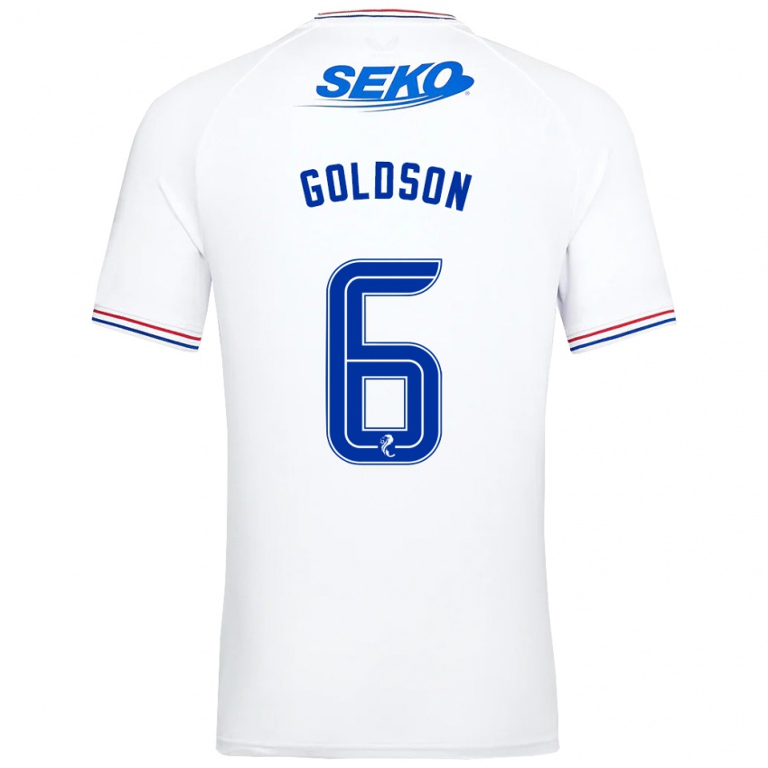 Mænd Connor Goldson #6 Hvid Udebane Spillertrøjer 2023/24 Trøje T-Shirt