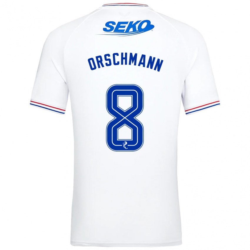 Mænd Dina Orschmann #8 Hvid Udebane Spillertrøjer 2023/24 Trøje T-Shirt